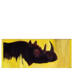 Daniele Nannini Rinoceronte nell'erba secca della savana Pittura a smalto su legno