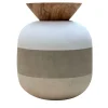 Pimar Limestone Rito N. 3 C Vaso in Pietra Leccese con Coperchio in Legno d'Ulivo