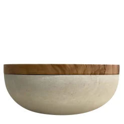 Pimar Limestone Rito N. 3 E Coppa in Pietra Leccese con Coperchio in Legno d'Ulivo