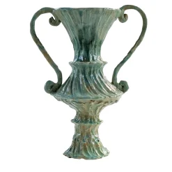Raffaella Bandera Rocco Anse Vaso scultoreo in ceramica verde