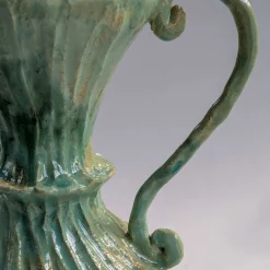 Raffaella Bandera Rocco Anse Vaso scultoreo in ceramica verde