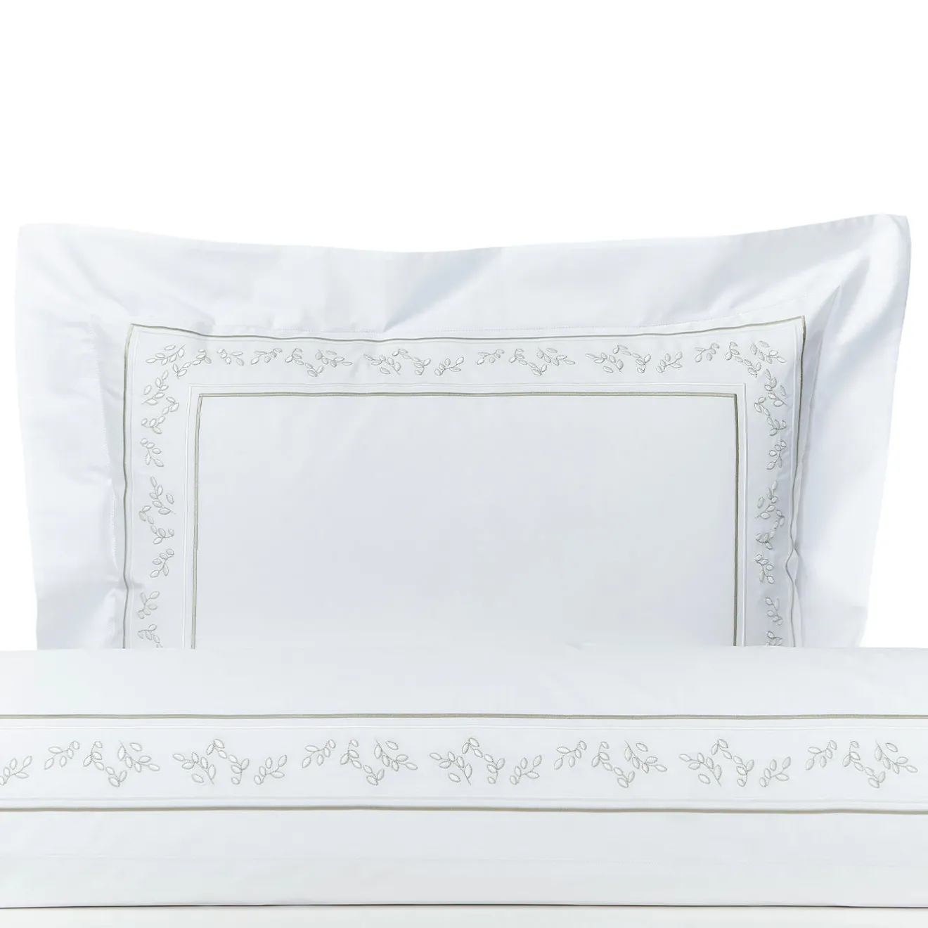 Verderoccia Roma Bianco e argento oliva US King Sham