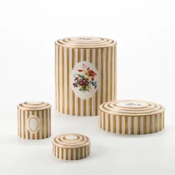 Cattin Porcellane Scatola Belle Epoque a righe dorate