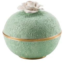 Cattin Porcellane Scatola grande damascata con rosa