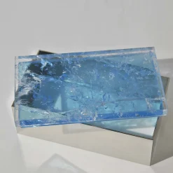 Giuliano Tincani Scatola in ottone con quarzo azzurro