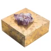 Selezioni Domus Scatola in Ottone Non Laccato con Pietre di Fluorite