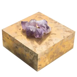 Selezioni Domus Scatola in Ottone Non Laccato con Pietre di Fluorite