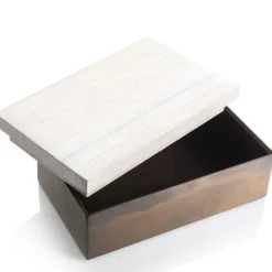 Selezioni Domus Scatola in Pelle di Anguila e Ottone Lucido con Coperchio