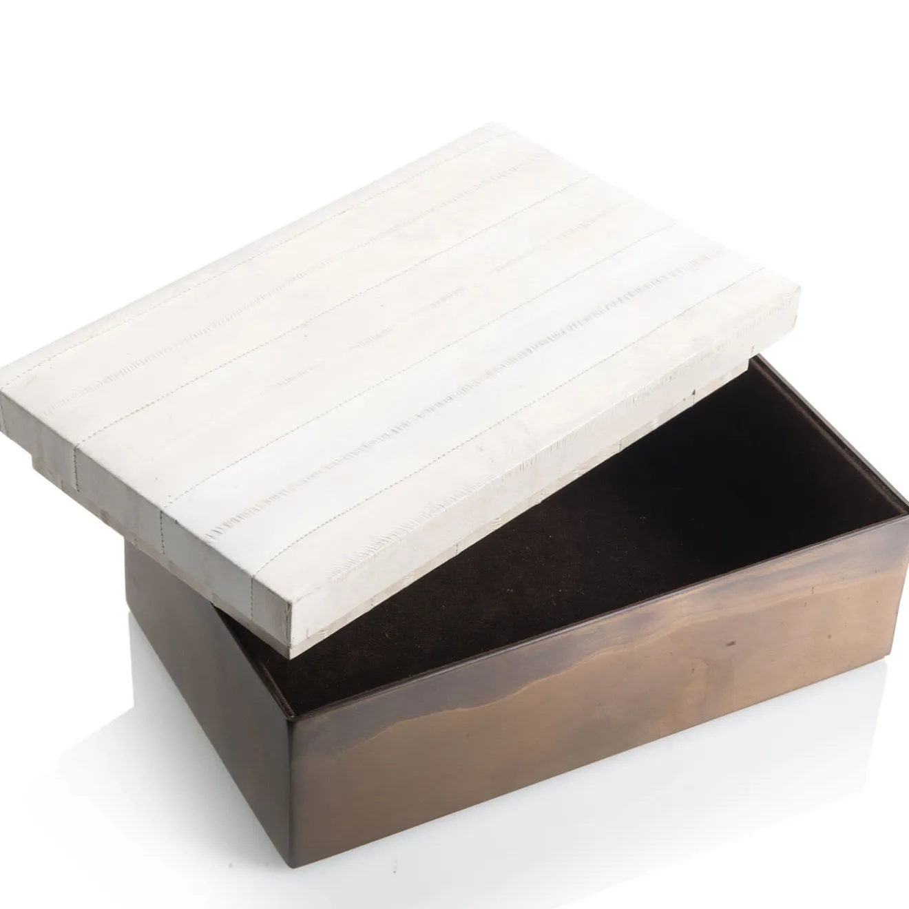 Selezioni Domus Scatola in Pelle di Anguila e Ottone Lucido con Coperchio