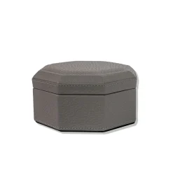 Cassigoli Scatola Ottagonale Del Monte in legno e pelle grigia luna