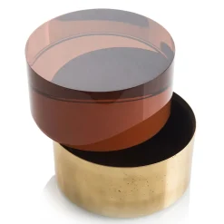 Selezioni Domus Scatola Ovale in Plex e Ottone con Coperchio Ice