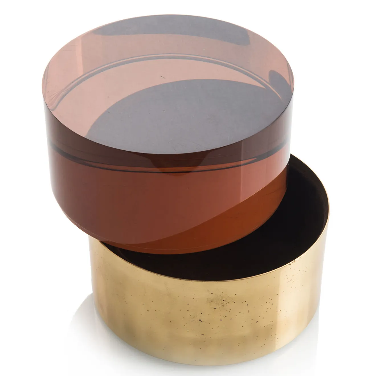 Selezioni Domus Scatola Ovale in Plex e Ottone con Coperchio Ice