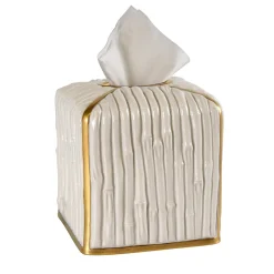 Villari SCATOLA PER FAZZOLETTI DI CARTA IN BAMBÙ - BIANCO E ORO