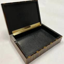 Obsydian Stone Scatola per gioielli Edfu con occhio di tigre