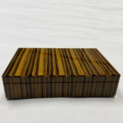 Obsydian Stone Scatola per gioielli Edfu con occhio di tigre