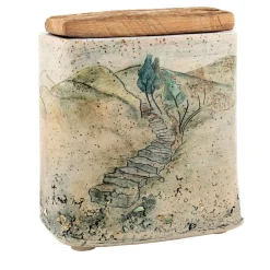 Agnes Duerrschnabel Atelier Scatola Staircase To The Hills in Gres Policromo con Coperchio in Legno