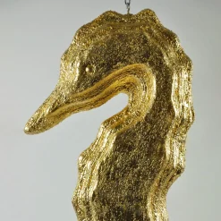 PB Studio Artigiano Scultura con cornice in oro a forma di cavalluccio marino