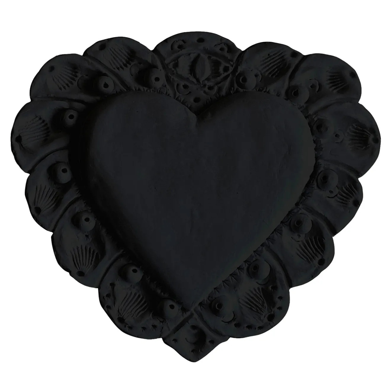 Amelia Corvino Scultura Da Parete Milagros Cuore Sacro In Gesso Nero