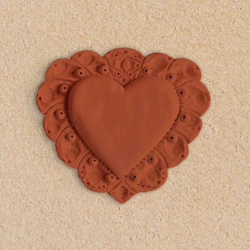 Amelia Corvino Scultura Da Parete Milagros Cuore Sacro In Gesso Terracotta