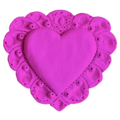 Amelia Corvino Scultura Da Parete Milagros Cuore Sacro In Gesso Rosa Neon