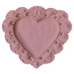 Amelia Corvino Scultura Da Parete Milagros Cuore Sacro In Gesso Rosa
