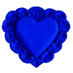 Amelia Corvino Scultura Da Parete Milagros Cuore Sacro In Gesso Blu