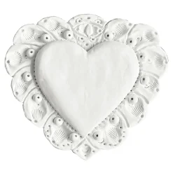 Amelia Corvino Scultura Da Parete Milagros Cuore Sacro In Gesso Bianco
