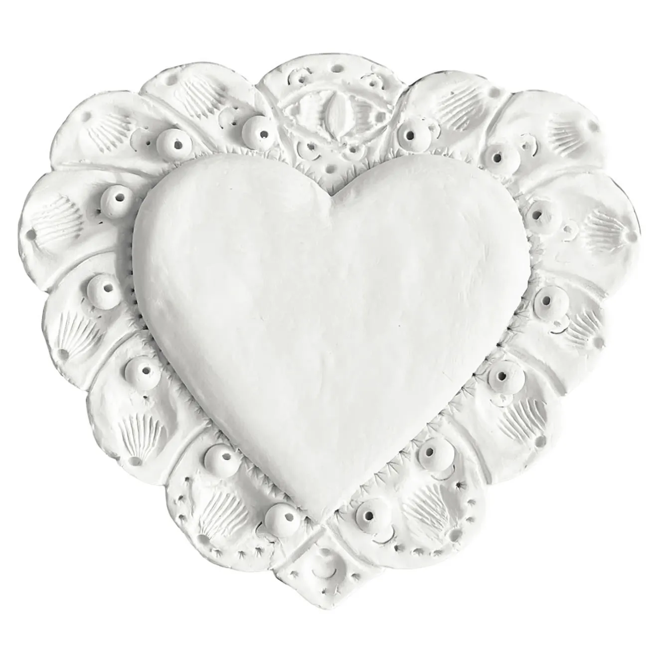 Amelia Corvino Scultura Da Parete Milagros Cuore Sacro In Gesso Bianco