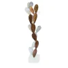 Officine Salvetti Scultura decorativa cactus doppia vite misto in alluminio naturale e bronzato
