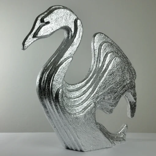 PB Studio Artigiano Scultura di cigno d'argento