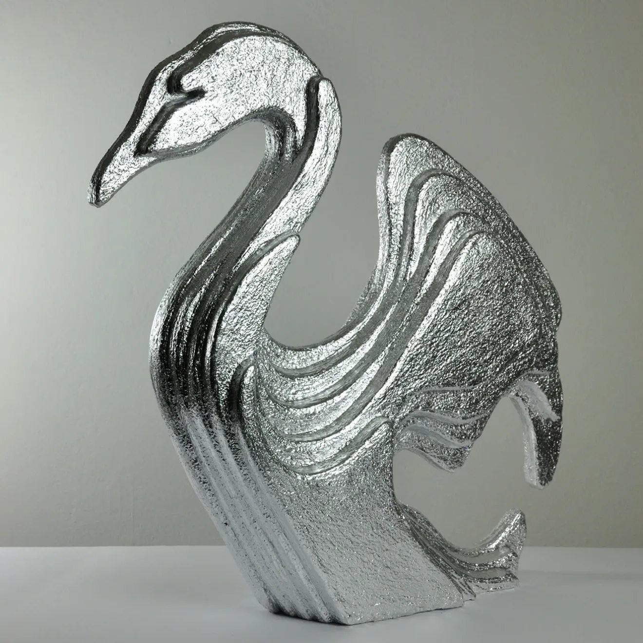 PB Studio Artigiano Scultura di cigno d'argento