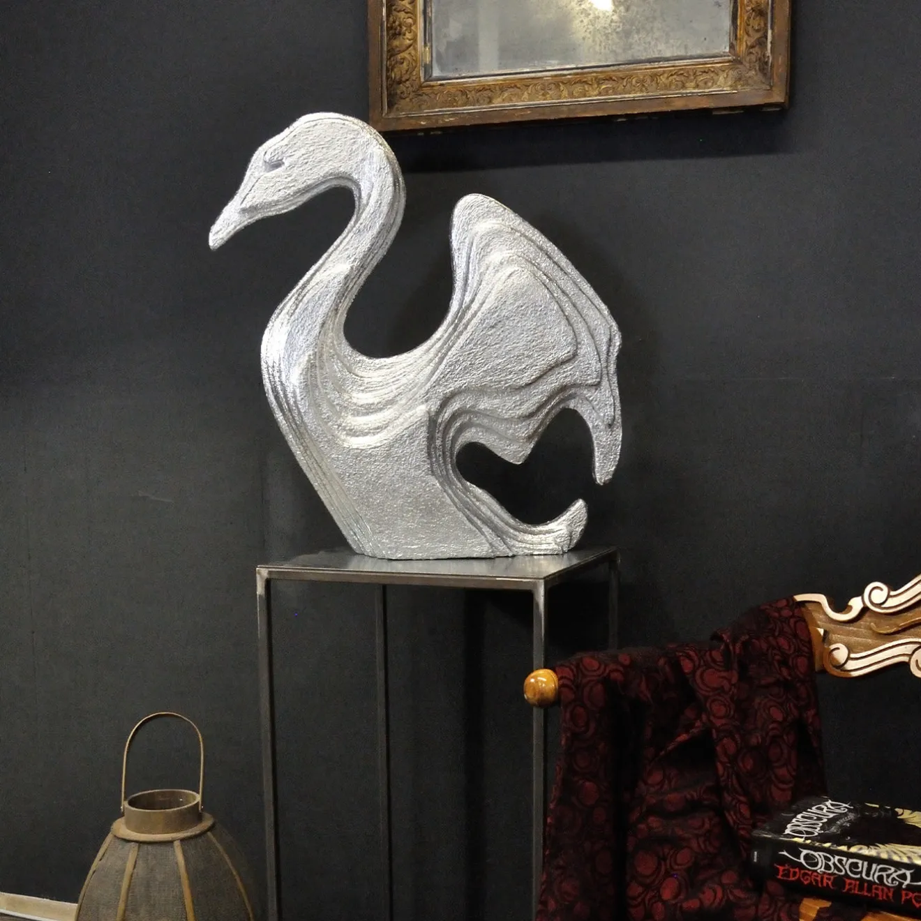 PB Studio Artigiano Scultura di cigno d'argento