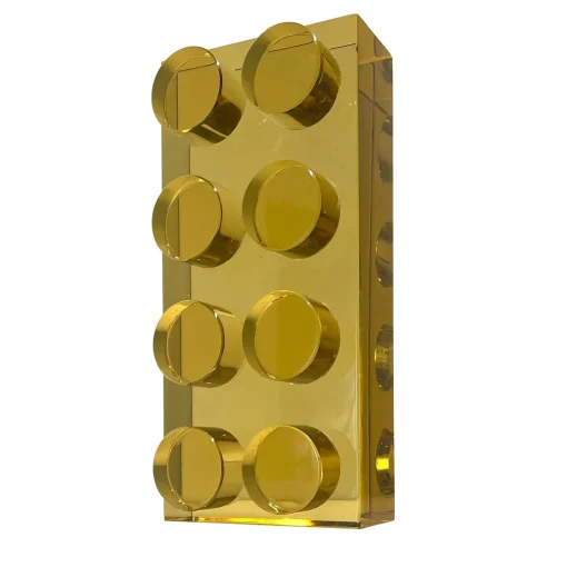 Ghirò Studio Scultura in cristallo giallo Brick realizzata a mano