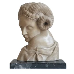 Todini Sculture Scultura in marmo Cleopatra Egiziano Giallo fauno dormiente con base
