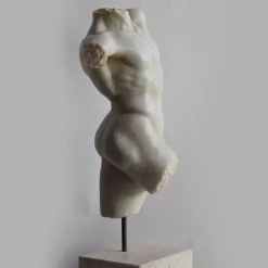 Todini Sculture Scultura in marmo di Carrara torso di satiro con base