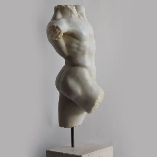 Todini Sculture Scultura in marmo di Carrara torso di satiro con base