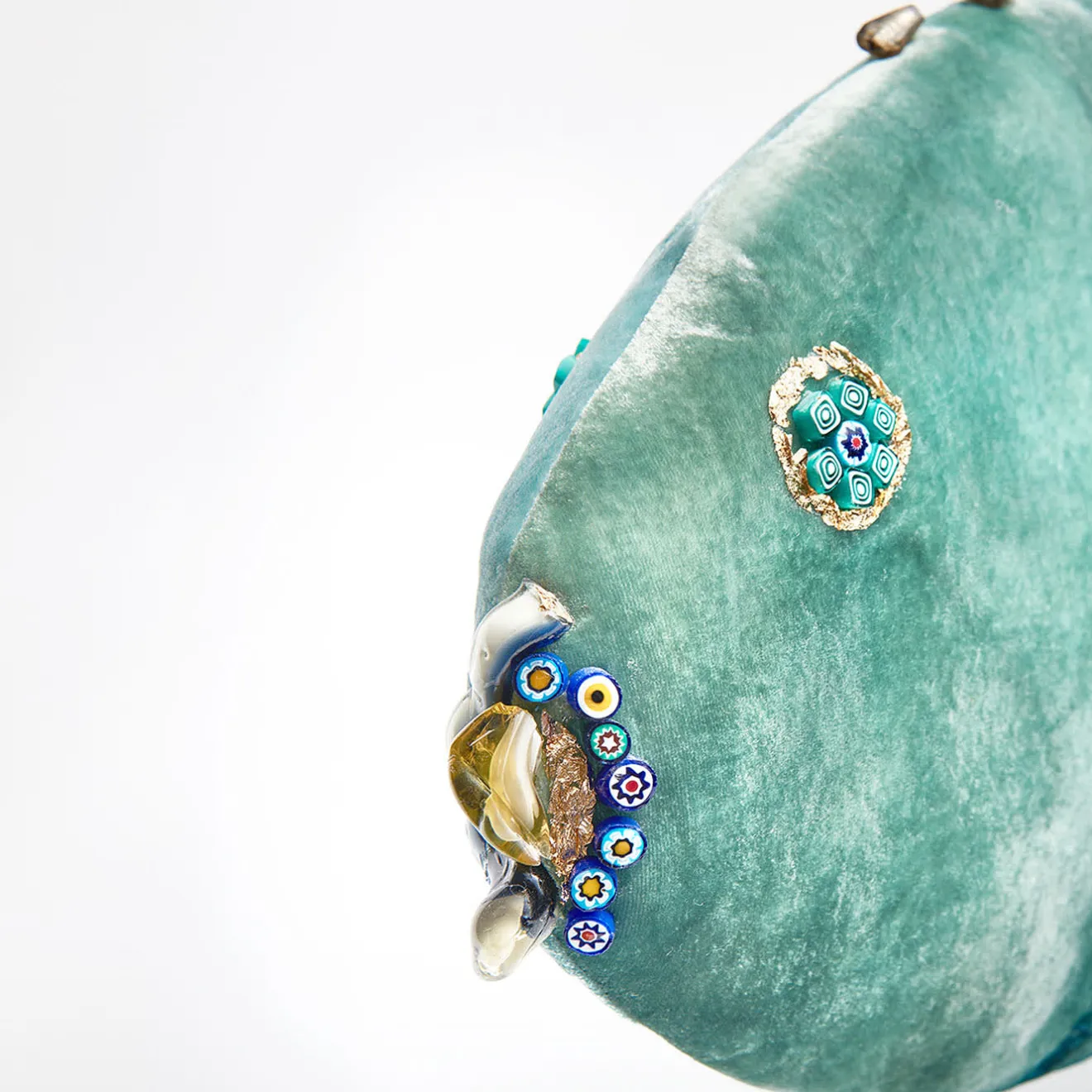 Anna Paola Cibin Scultura In Velluto Joyful Fish Verde Acqua