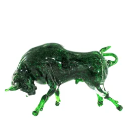 Madeforsoul Scultura in vetro di Murano con toro verde