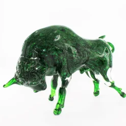 Madeforsoul Scultura in vetro di Murano con toro verde