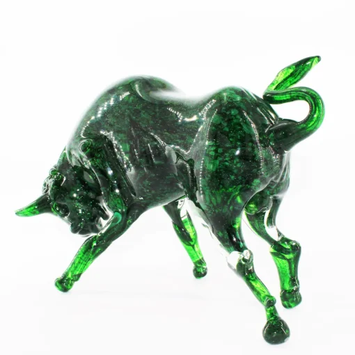 Madeforsoul Scultura in vetro di Murano con toro verde
