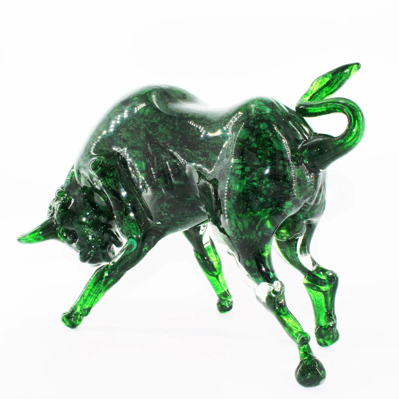 Madeforsoul Scultura in vetro di Murano con toro verde