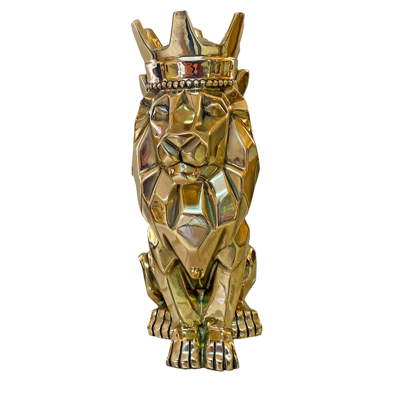 Fonderia Artistica Ruocco Scultura <leone stilizzato seduto in ottone