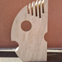 Espidesign by Paola Speranza Scultura Moon Double Face in Travertino Romano e Persiano
