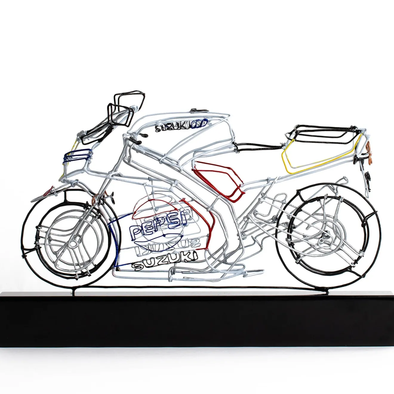 Profilo Scultura Moto da corsa in filo metallico