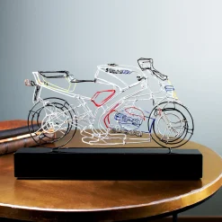 Profilo Scultura Moto da corsa in filo metallico