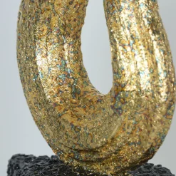 PB Studio Artigiano Scultura Serpente Dorato Con Base In Scaglie Di Marmo