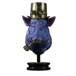 Fonderia Artistica Ruocco Scultura testa di cinghiale in bronzo blu