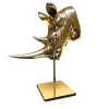 Fonderia Artistica Ruocco Scultura testa di rinoceronte in ottone spazzolato