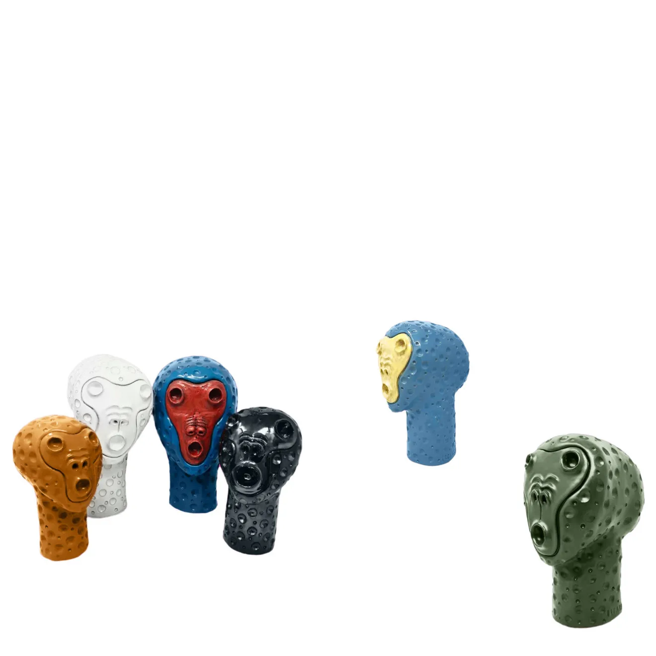 Freaklab Scultura testa di scimmia nera