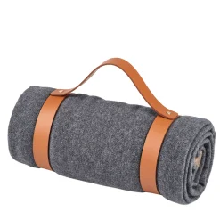 ADJ Style Set 2 Pezzi Coperta in Cashmere Grigio e Cintura in Pelle Cognac